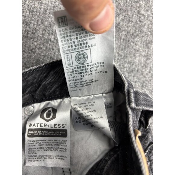 Levi's 501 Shorts Womens 24 Black Denim High Rise Button Fly Raw Hem Distressed - Picture 7 of 8